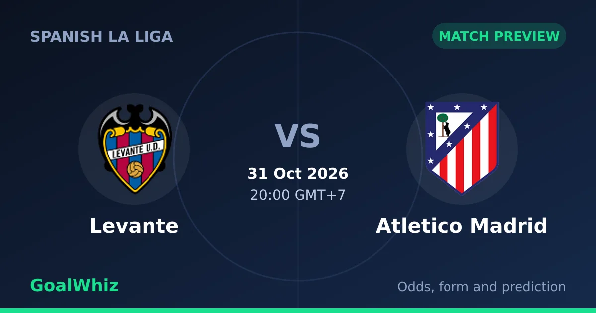Levante vs Atletico Madrid Prediction, Odds and Betting Tips (31 Oct)